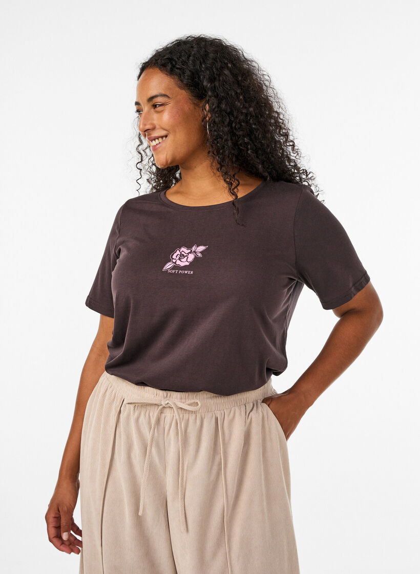 T-shirt med motiv, Brun, Model image number 0