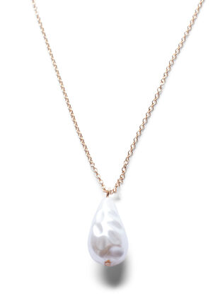 Guldfarvet halskæde med perle , Gold, Packshot image number 0