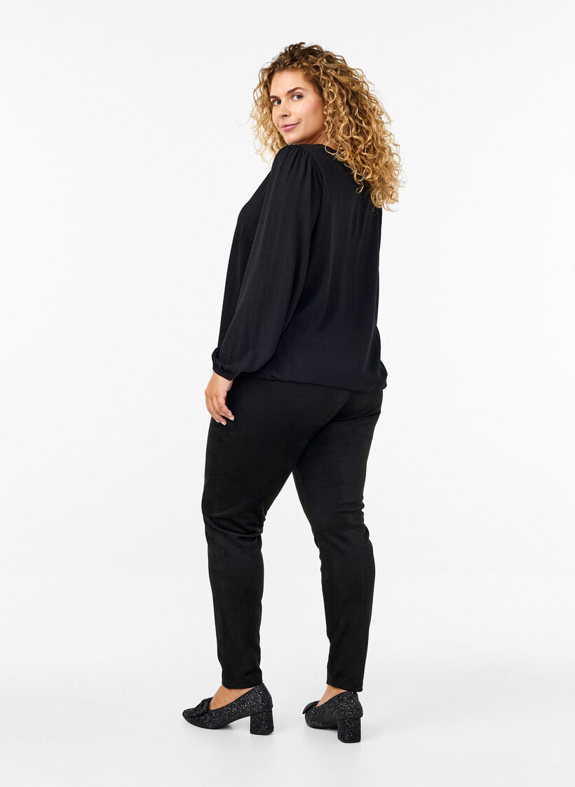 Leggings i imiteret ruskind, Black, Model image number 1