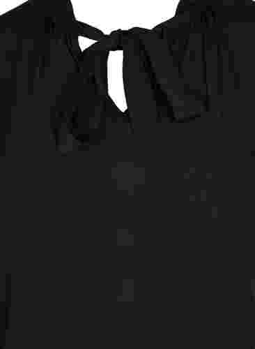 Kortærmet viskosebluse med bindedetalje, Black, Packshot image number 2