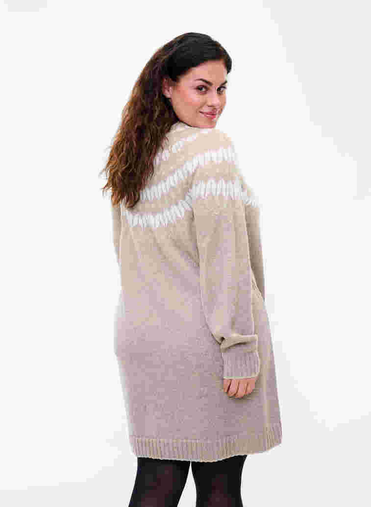 Mønstret strikkjole med uld, Simply Taupe Comb, Model