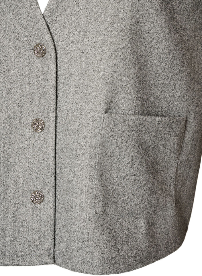 Vest med V-hals og knapper, Gr&aring;, Packshot image number 2