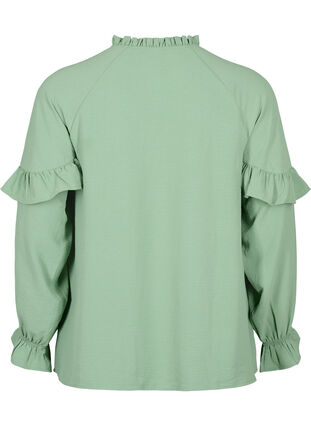 Bluse med flæser og knapper, Green Bay, Packshot image number 1