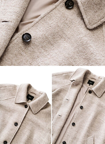 Meleret bouclé frakke med knapper, Simply Taupe, Packshot image number 4