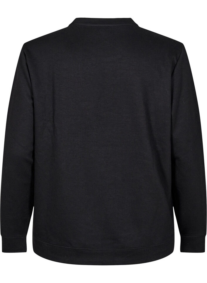 Sweatshirt med rund hals , Sort, Packshot image number 1