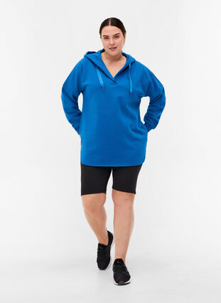 Sweatshirt med hætte og slids, Daphne Blue, Model image number 3