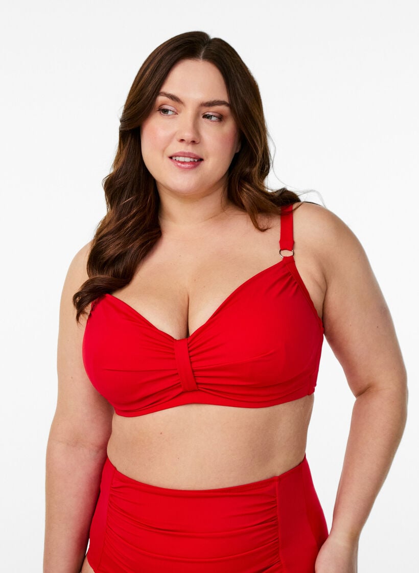 Bikini b&oslash;jle bh med draperinger, R&oslash;d, Model image number 0