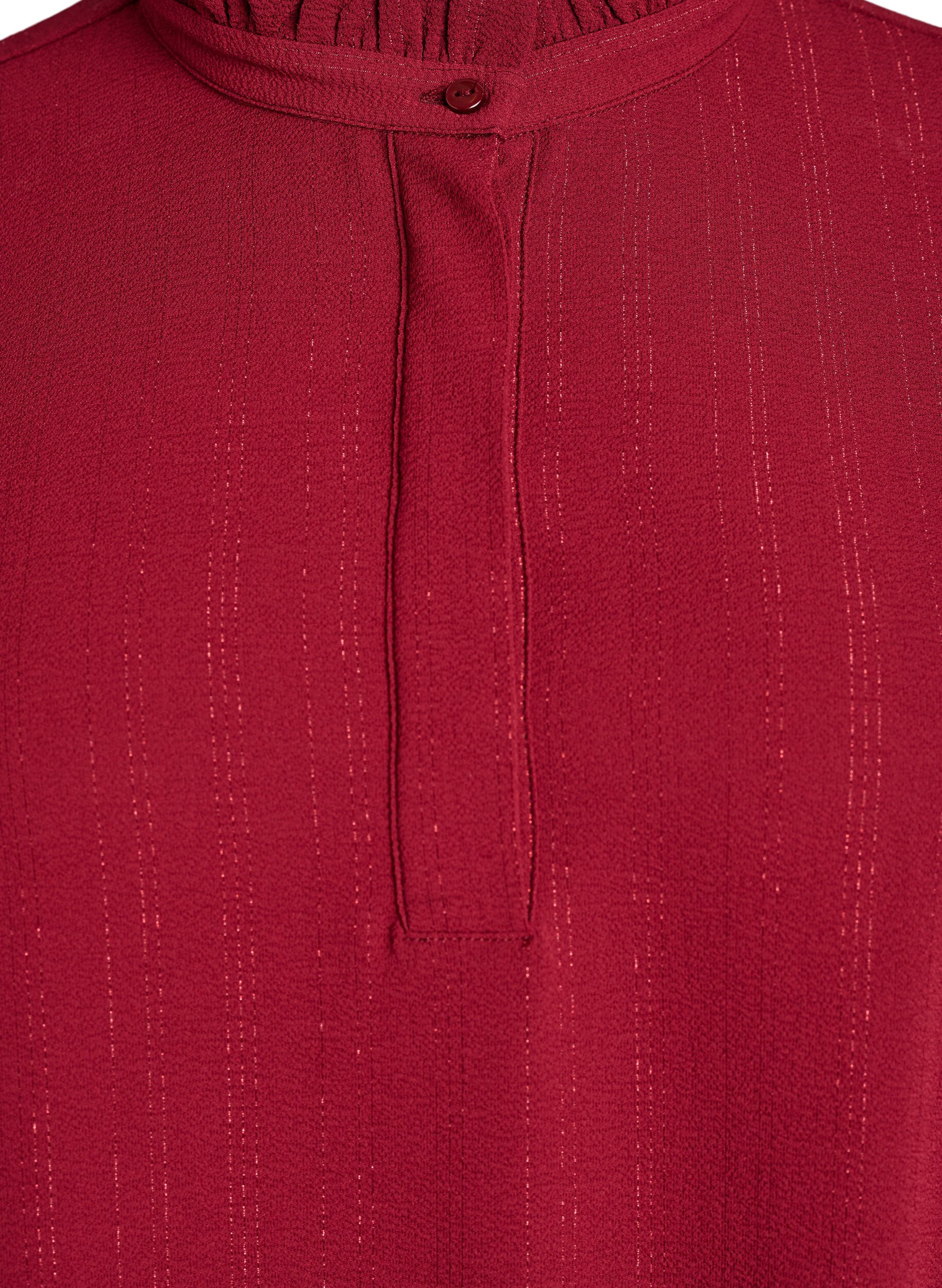 Zizzi Kort kjole med fl&aelig;ser og glimmer, M&oslash;rk Bordeaux, Packshot image number 2