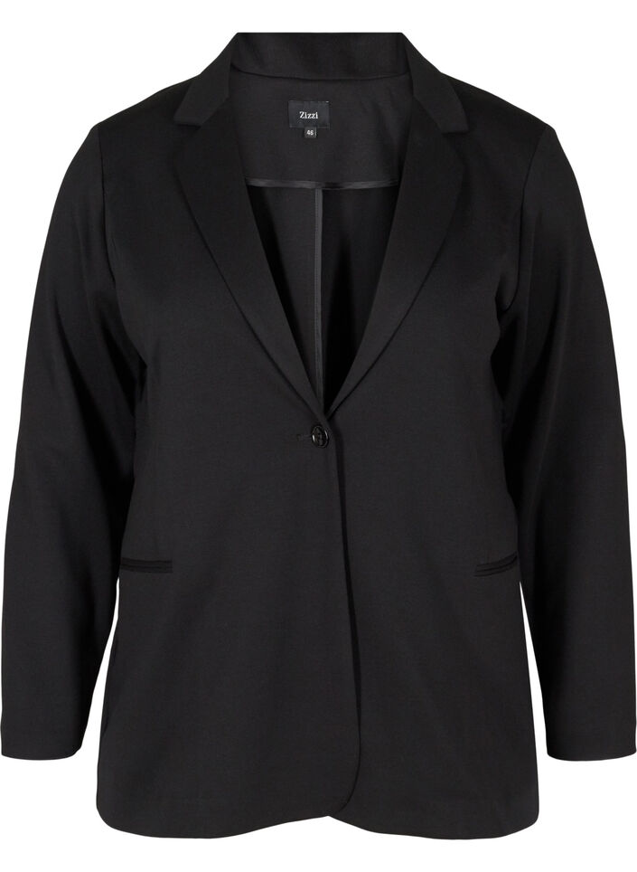 Enkel blazer med knaplukning, Black, Packshot image number 0
