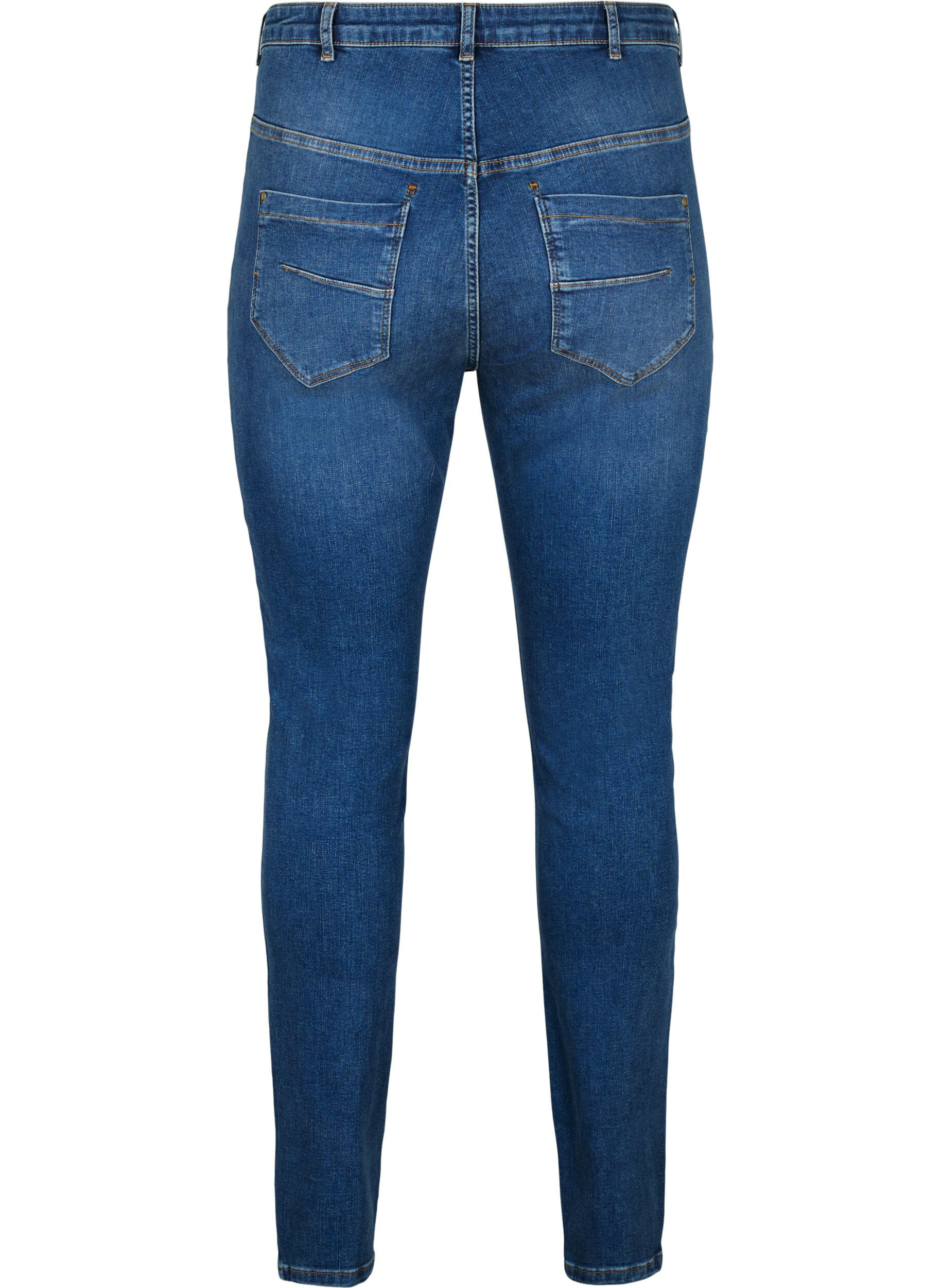 Zizzi Super slim Amy jeans med h&oslash;j talje, Blue denim, Packshot image number 1