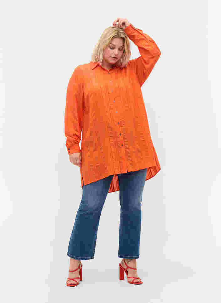 Lang stribet skjorte med lange ærmer, Harvest Pumpkin, Model image number 2
