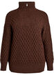 Striktrøje med høj hals og struktur, Brun, Packshot image number 0
