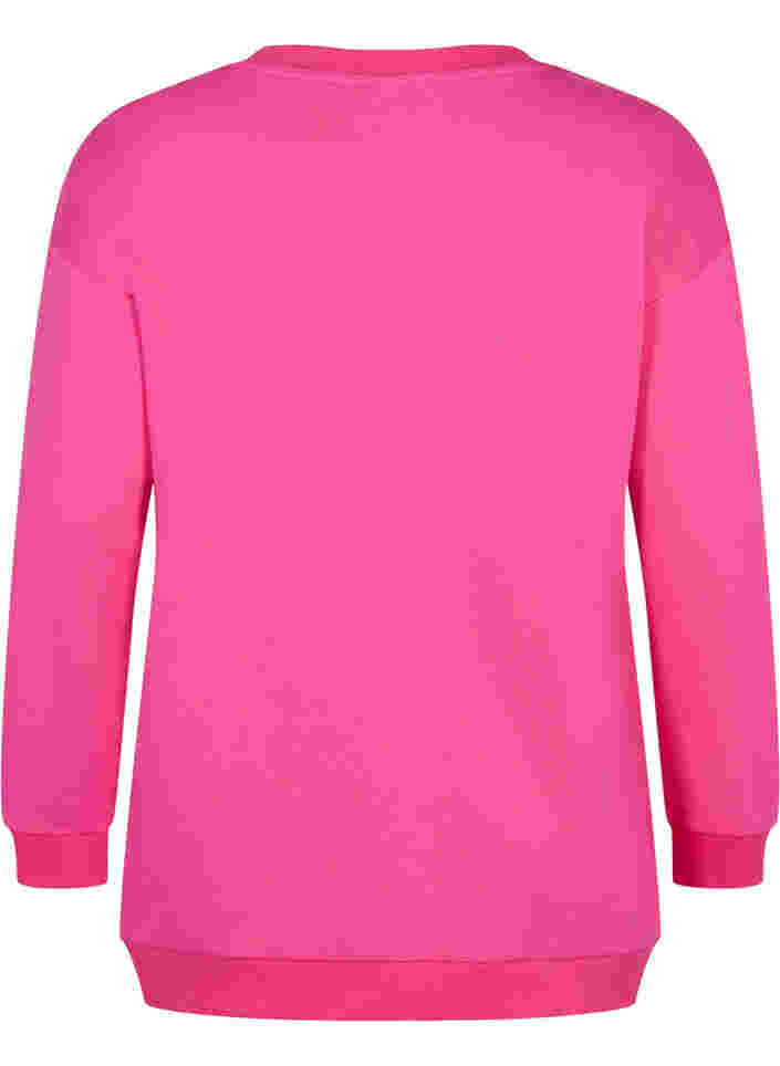 Sweatshirt i bomuld med tryk, Fuchsia Purple, Packshot image number 1