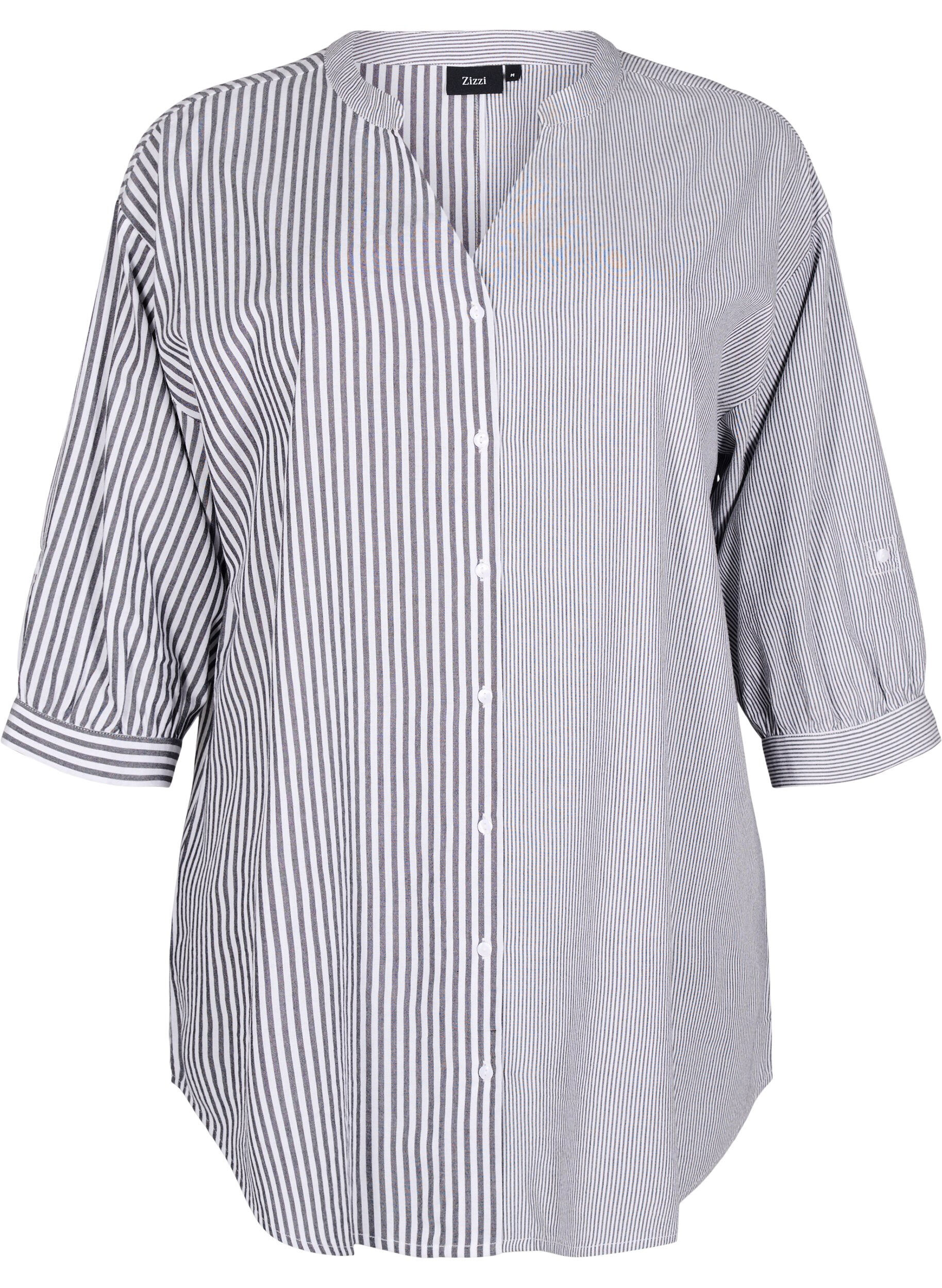 Stribet tunika med 3/4 &aelig;rmer