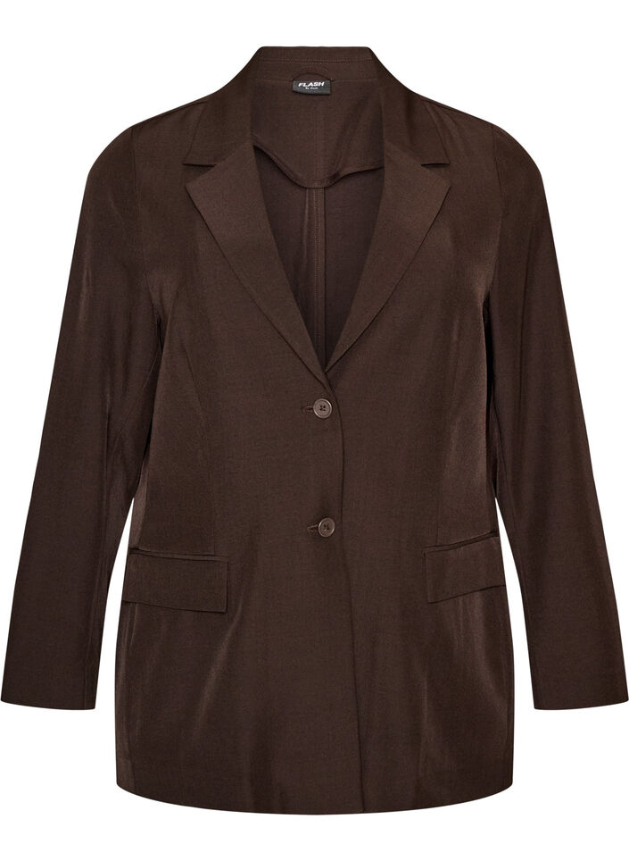 Blazer med lommer og slids, Brun, Packshot image number 0