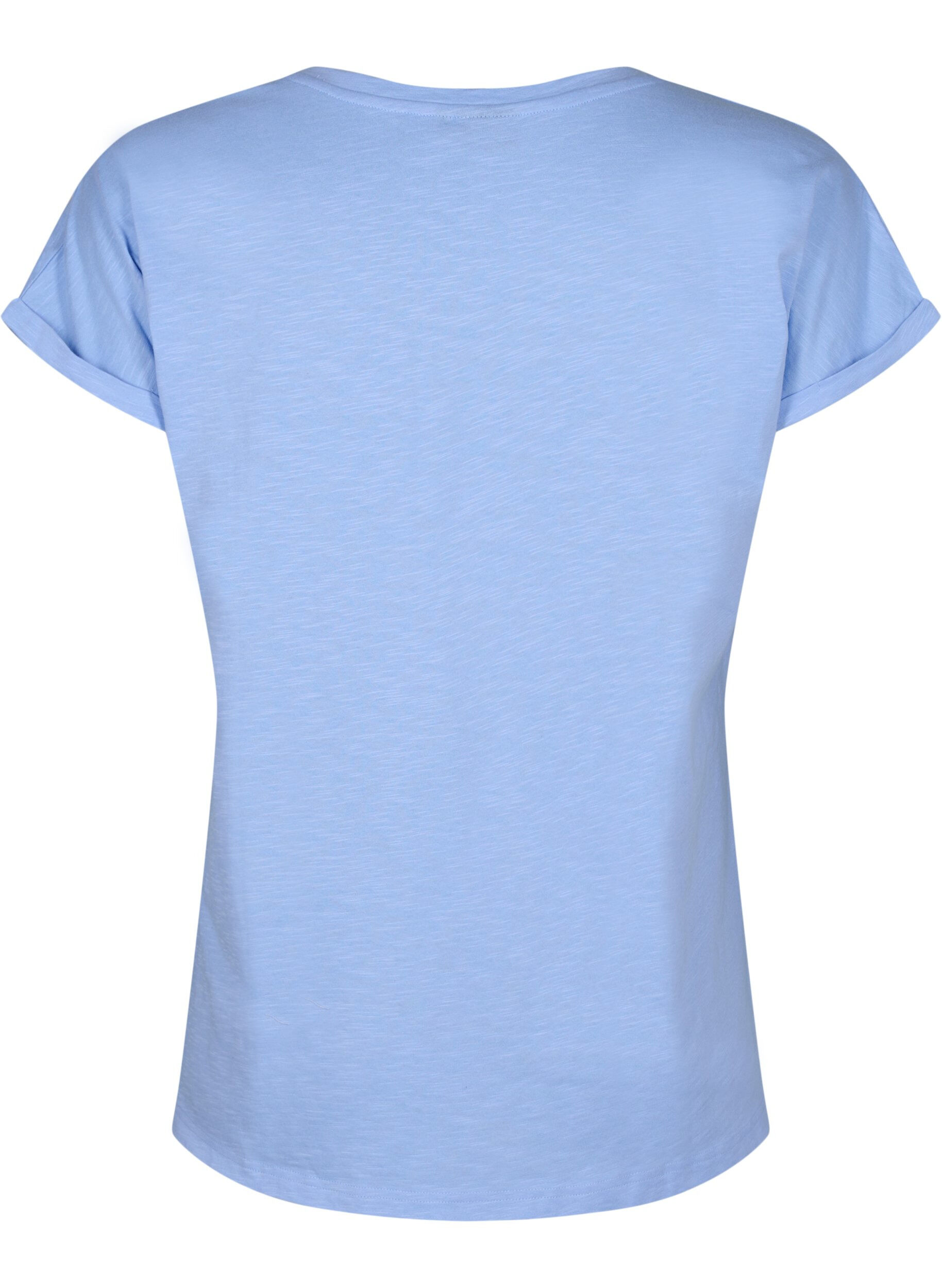 Zizzi T-shirt i &oslash;kologisk bomuld med tryk, Serenityw.Navy Print, Packshot image number 1