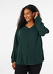 Viskosebluse med V-hals og lange &aelig;rmer, Gr&oslash;n, Model image number 0