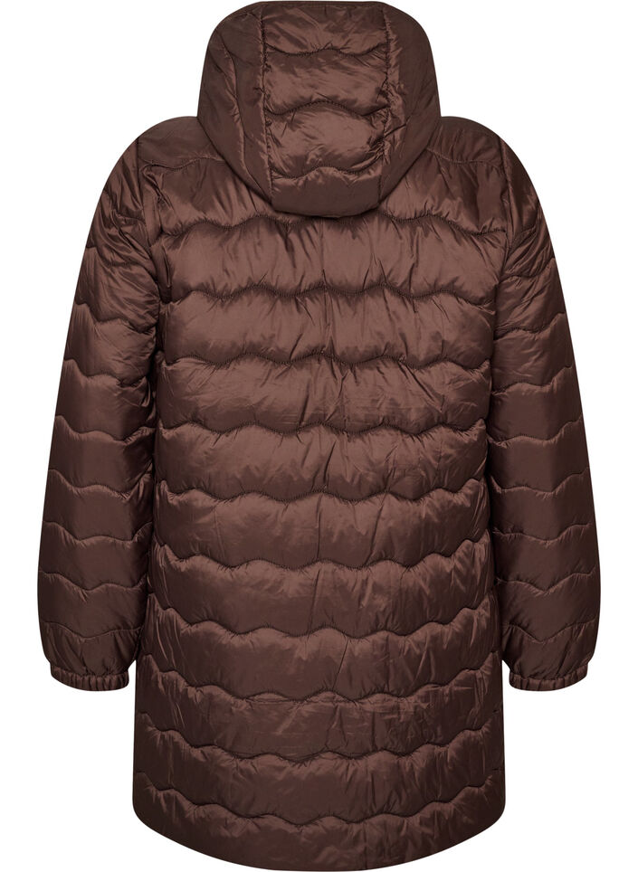 Vatteret jakke med quiltet m&oslash;nster, Brun, Packshot image number 1