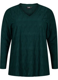 FLASH - Langærmet bluse med struktur, Scarab