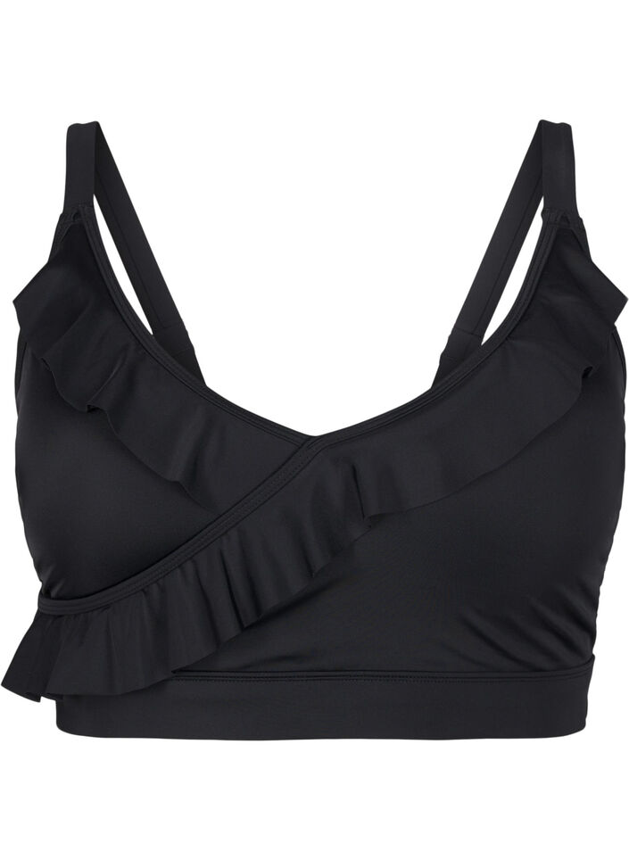 Bikini top med fl&aelig;ser og udtagelig indl&aelig;g, Sort, Packshot image number 0