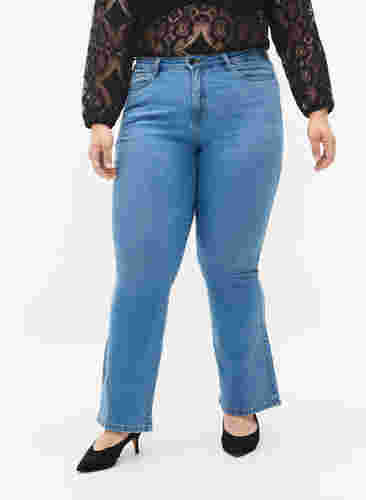 Ellen bootcut jeans med høj talje, Light blue, Model image number 2