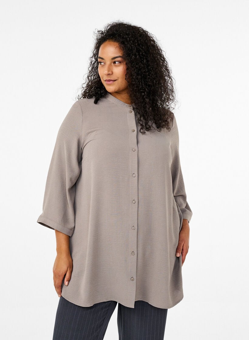 Tunika med 3/4 &aelig;rmer, Beige, Model image number 0