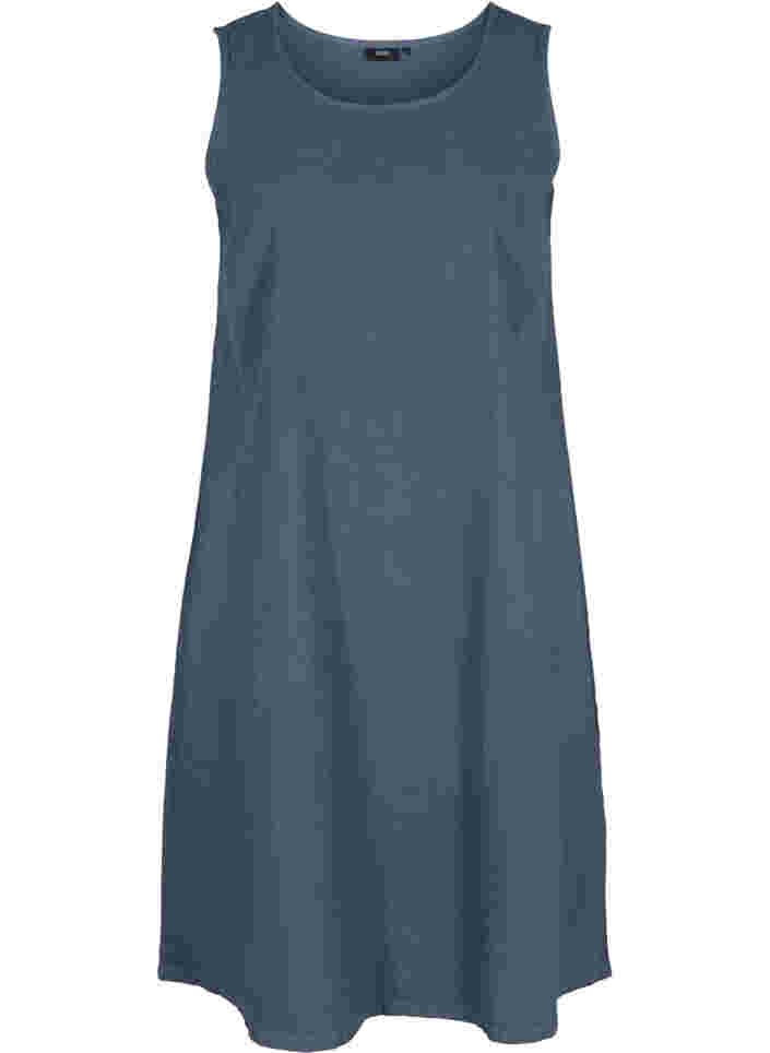 Ærmeløs bomuldskjole med a-form, Vintage Indigo, Packshot image number 0