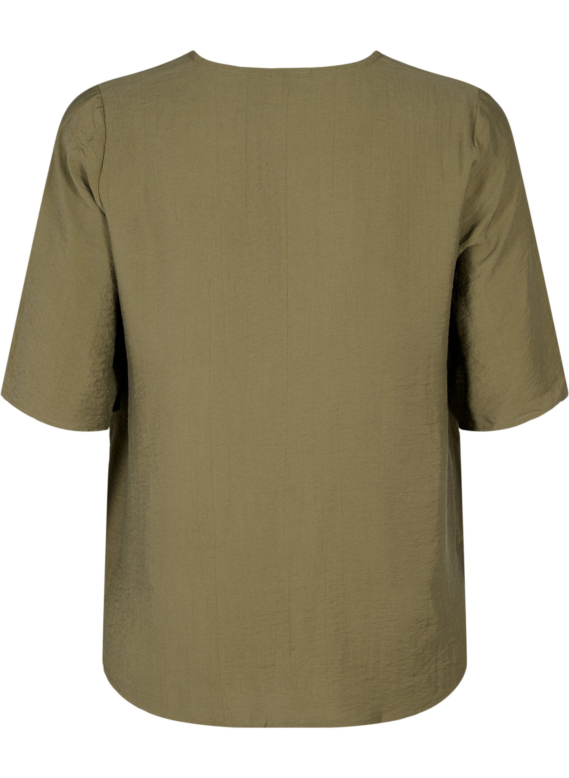 Zizzi Viskosebluse med v-hals og broderidetalje, Gr&oslash;n, Packshot image number 1