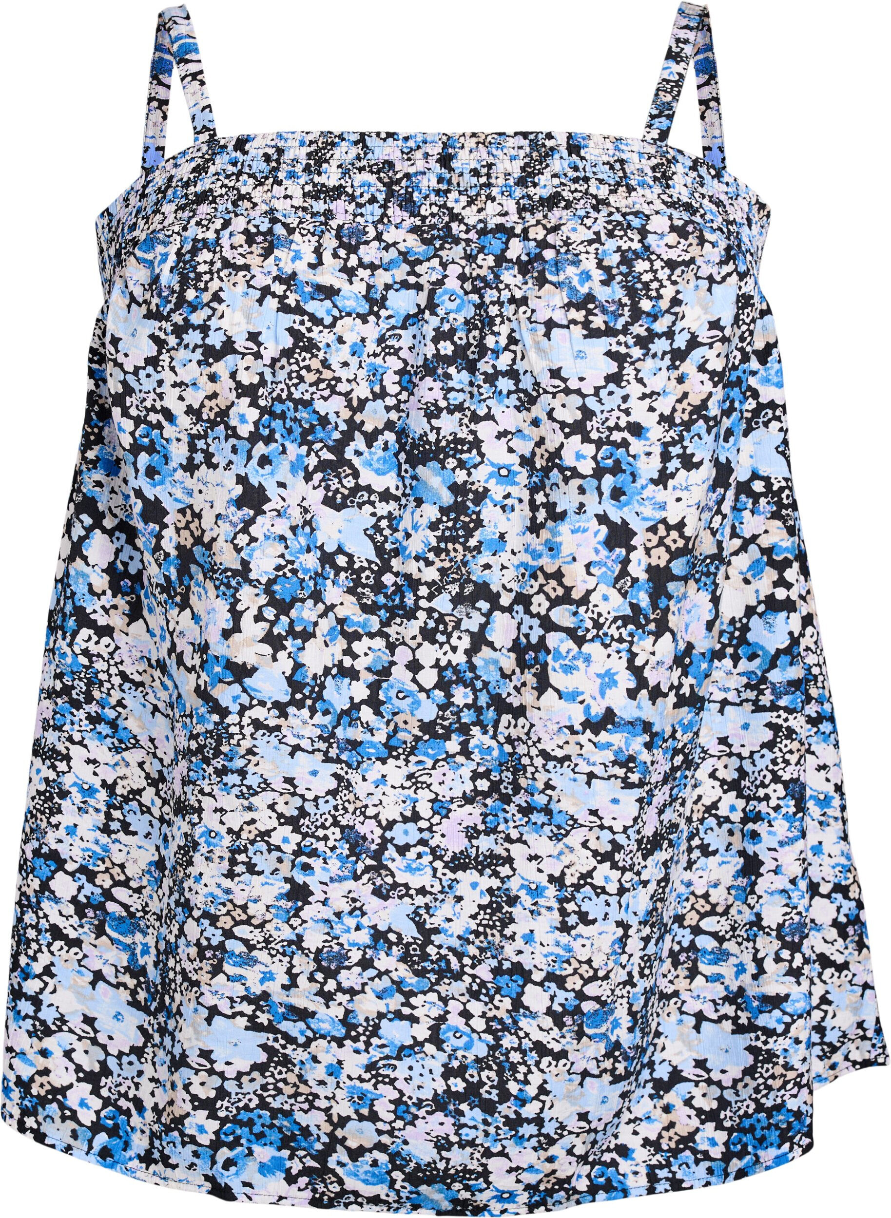 Zizzi Viskose top med smalle stropper, Sort, Packshot image number 0