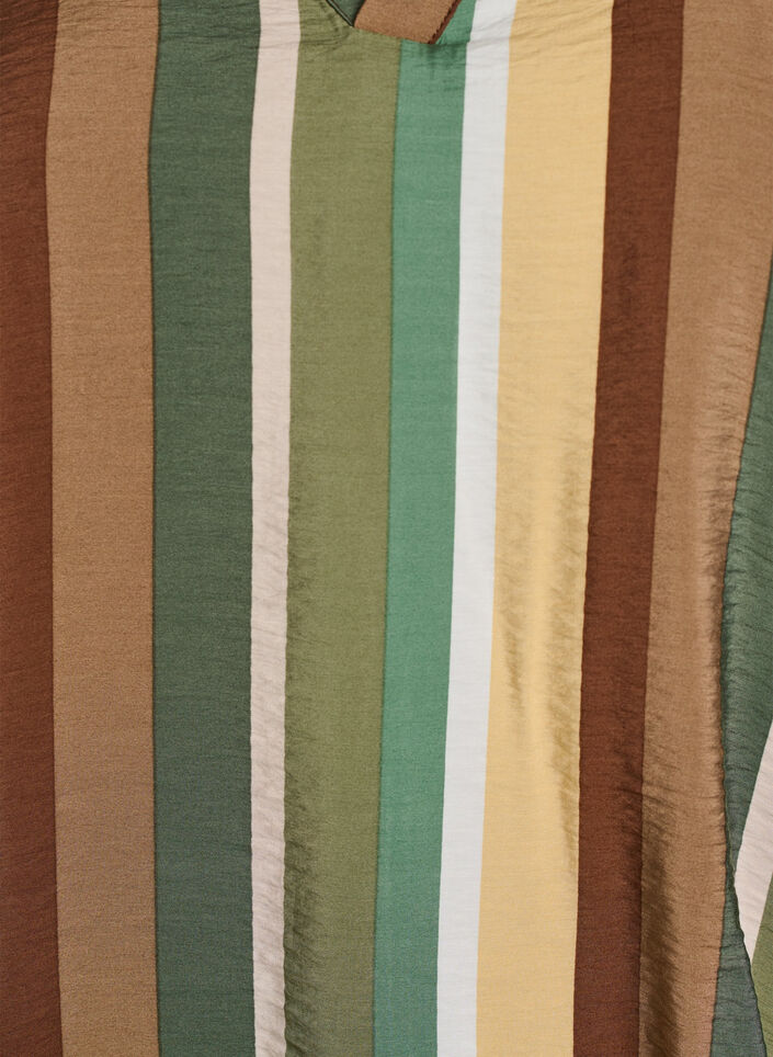 Stribet viskosebluse med korte &aelig;rmer, Brun, Packshot image number 2