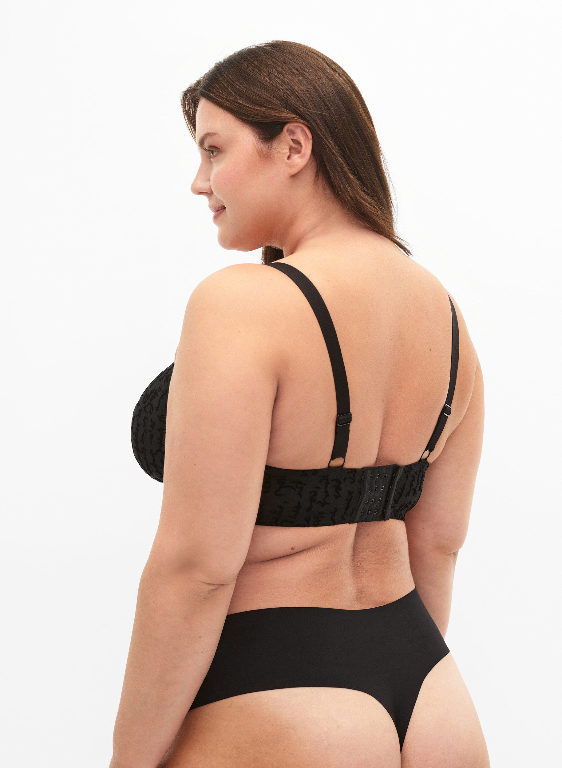 Zizzi Full cover bh med tekstprint, Black, Model image number 1