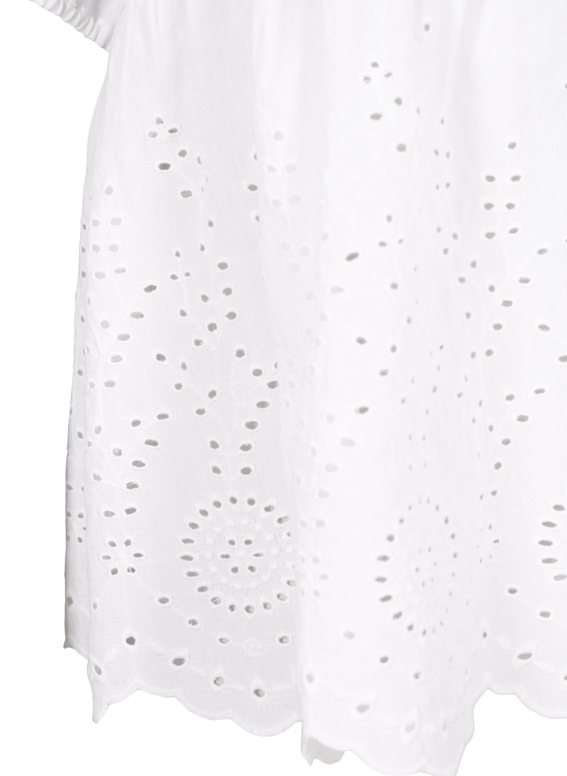 Zizzi Viskose bluse med broderi anglaise, Bright White, Packshot image number 3