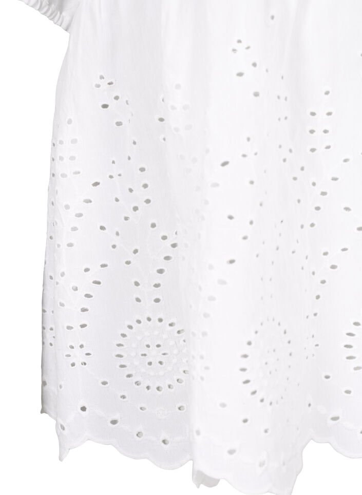 Viskose bluse med broderi anglaise, Bright White, Packshot image number 3