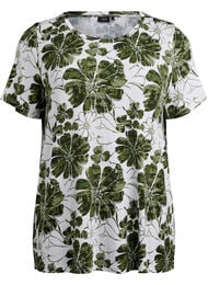 T-shirt med blomsterprint, Gr&oslash;n