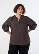 Ternet bluse med V-hals og 3/4-&aelig;rmer, Brun, Model image number 0