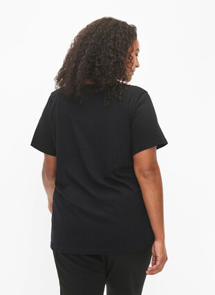 Bomulds t-shirt med pailletter, Black w. Love, Model image number 1