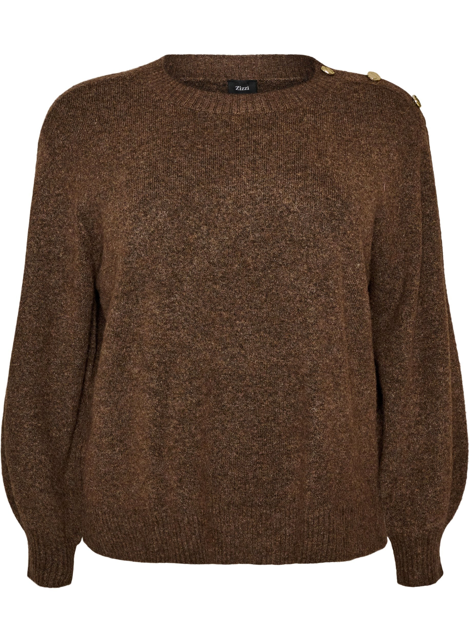 Strikbluse med knapdetalje