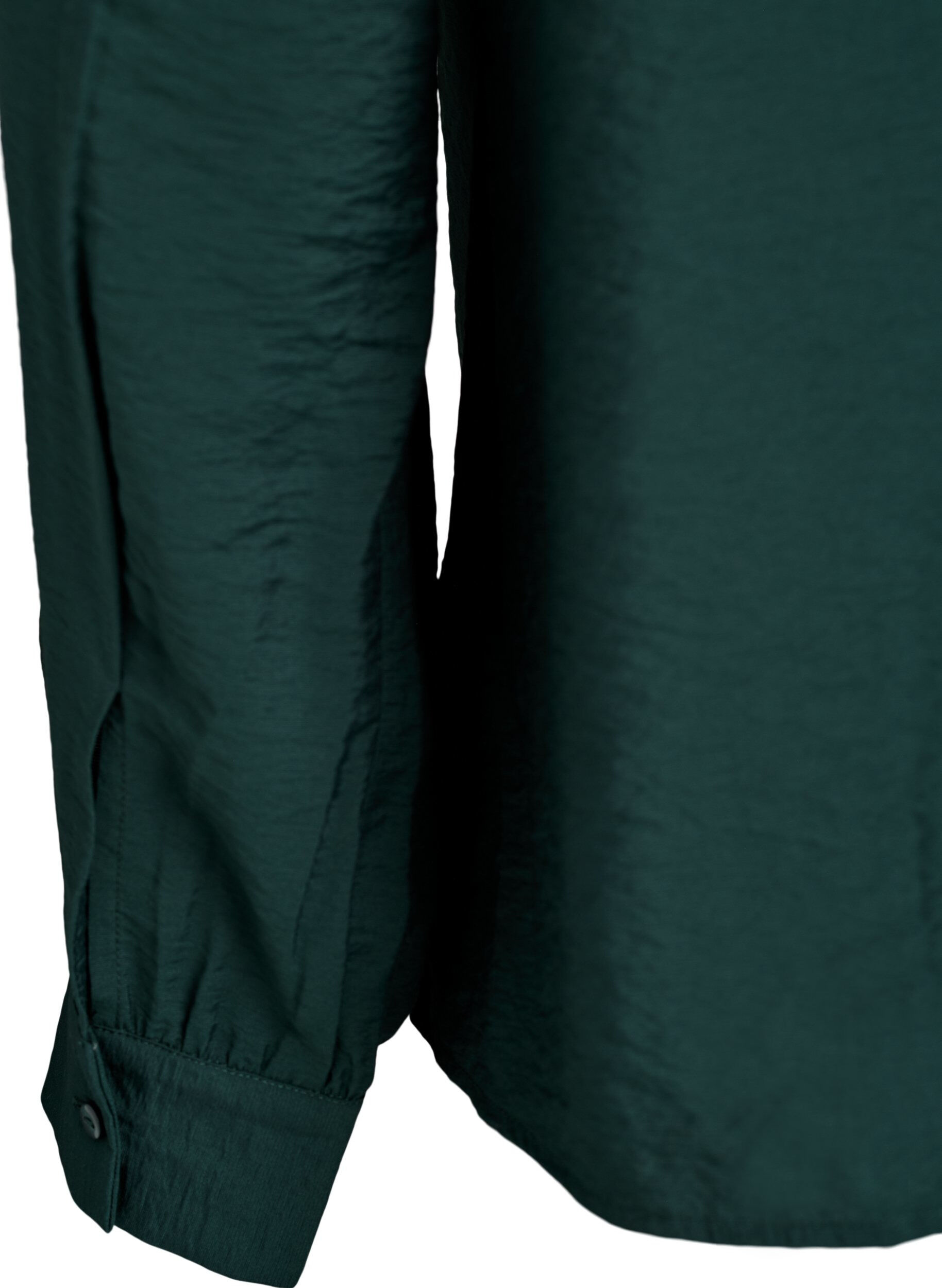 Zizzi Bluse med V-hals og broderede b&aring;nd, Gr&oslash;n, Packshot image number 3