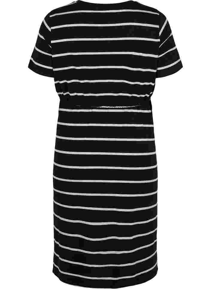 Stribet graviditets kjole i viskose, Black Grey Stripe, Packshot image number 1