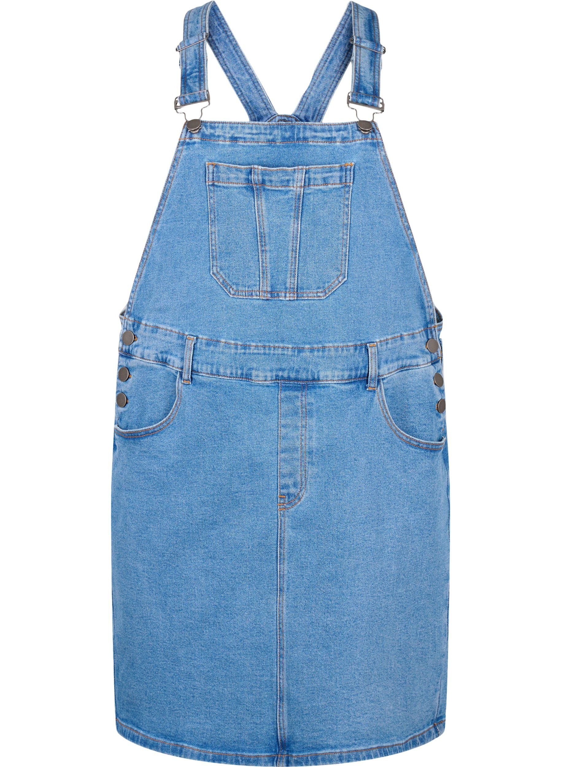 Zizzi Overalls kjole i denim, Bl&aring;, Packshot image number 0