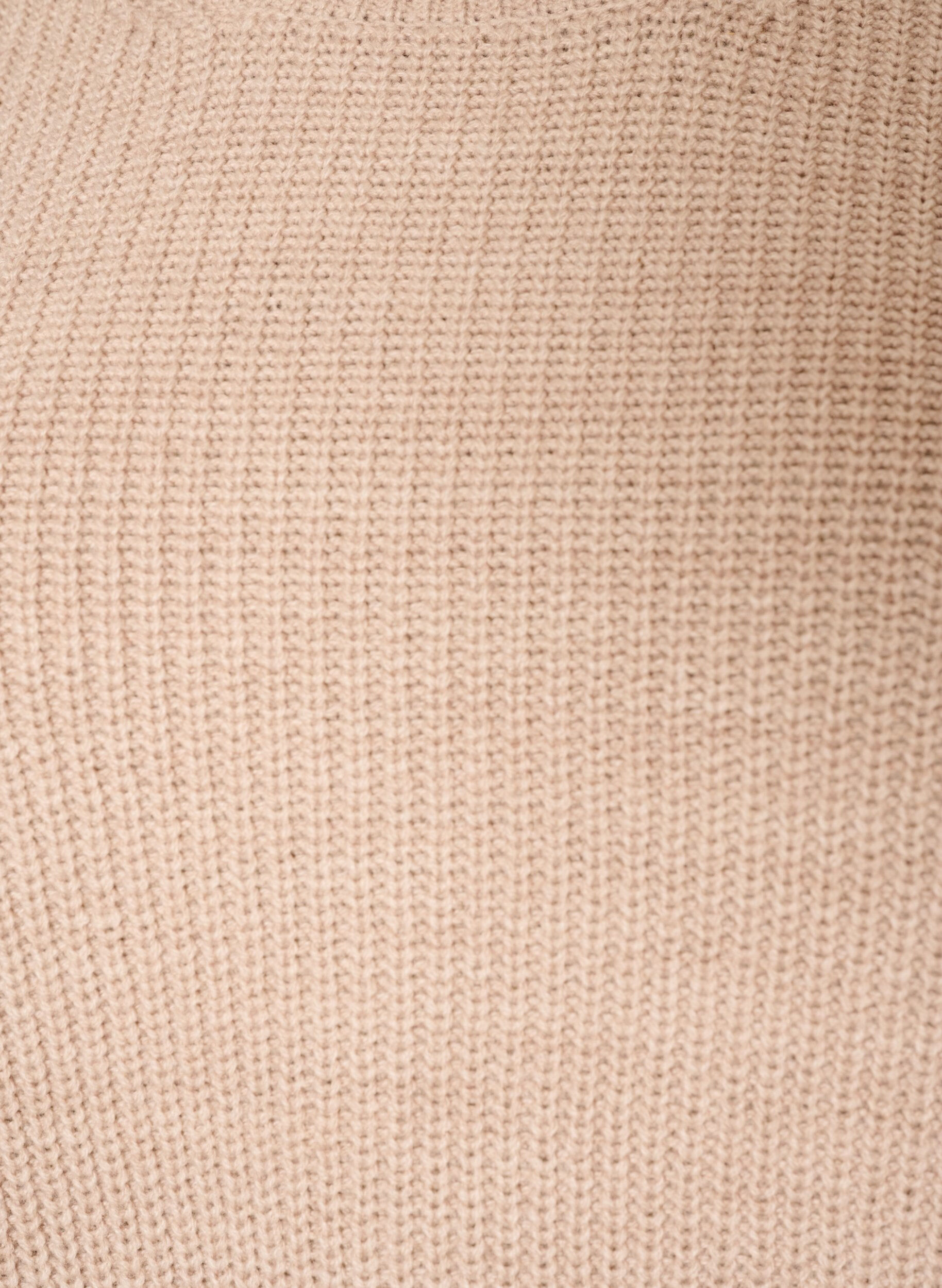 ZizziStrikbluse med ribstruktur og knapdetaljer, Beige, Packshot image number 2