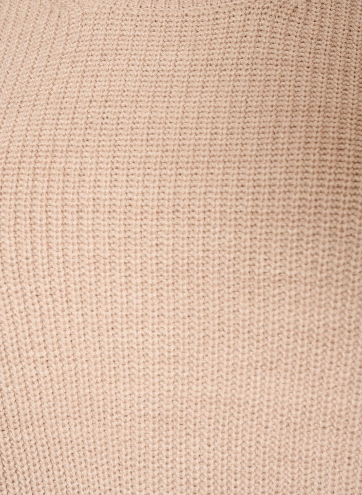 Strikbluse med ribstruktur og knapdetaljer, Beige, Packshot image number 2