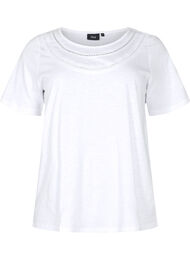 Bomulds t-shirt med blondebånd, Bright White