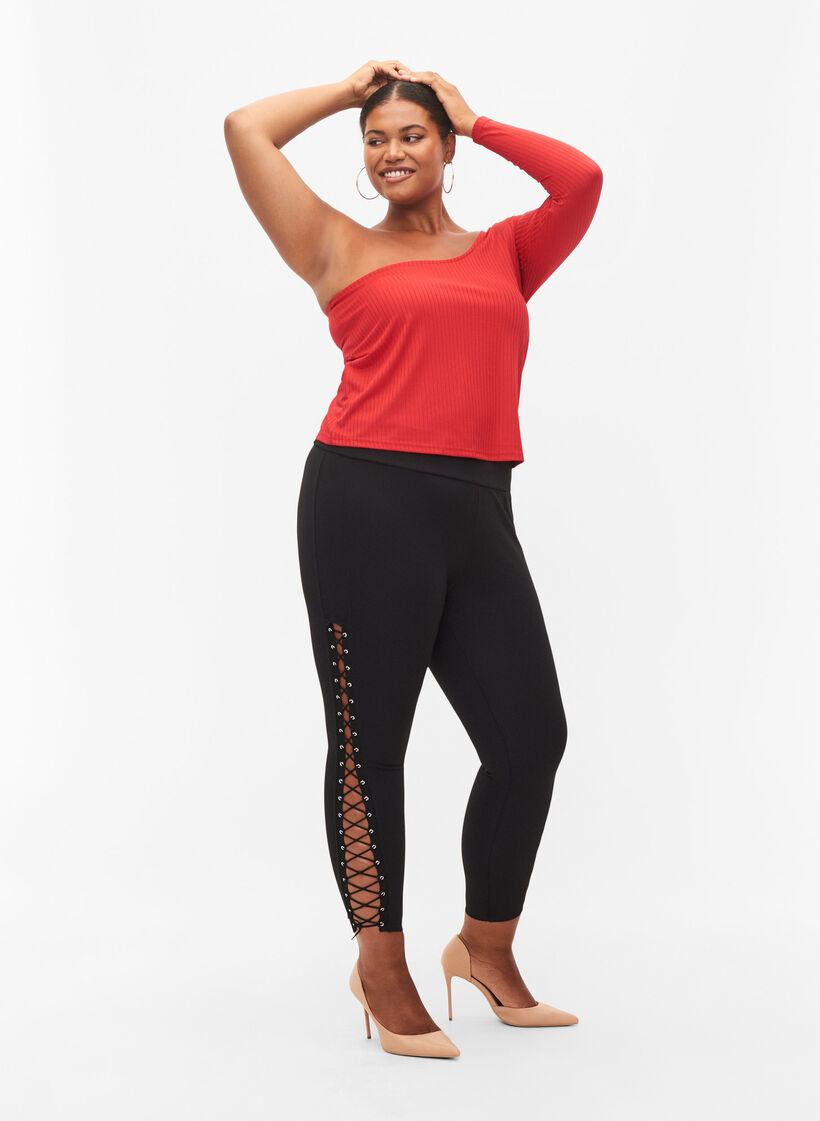 One-shoulder bluse , Tango Red, Model image number 3