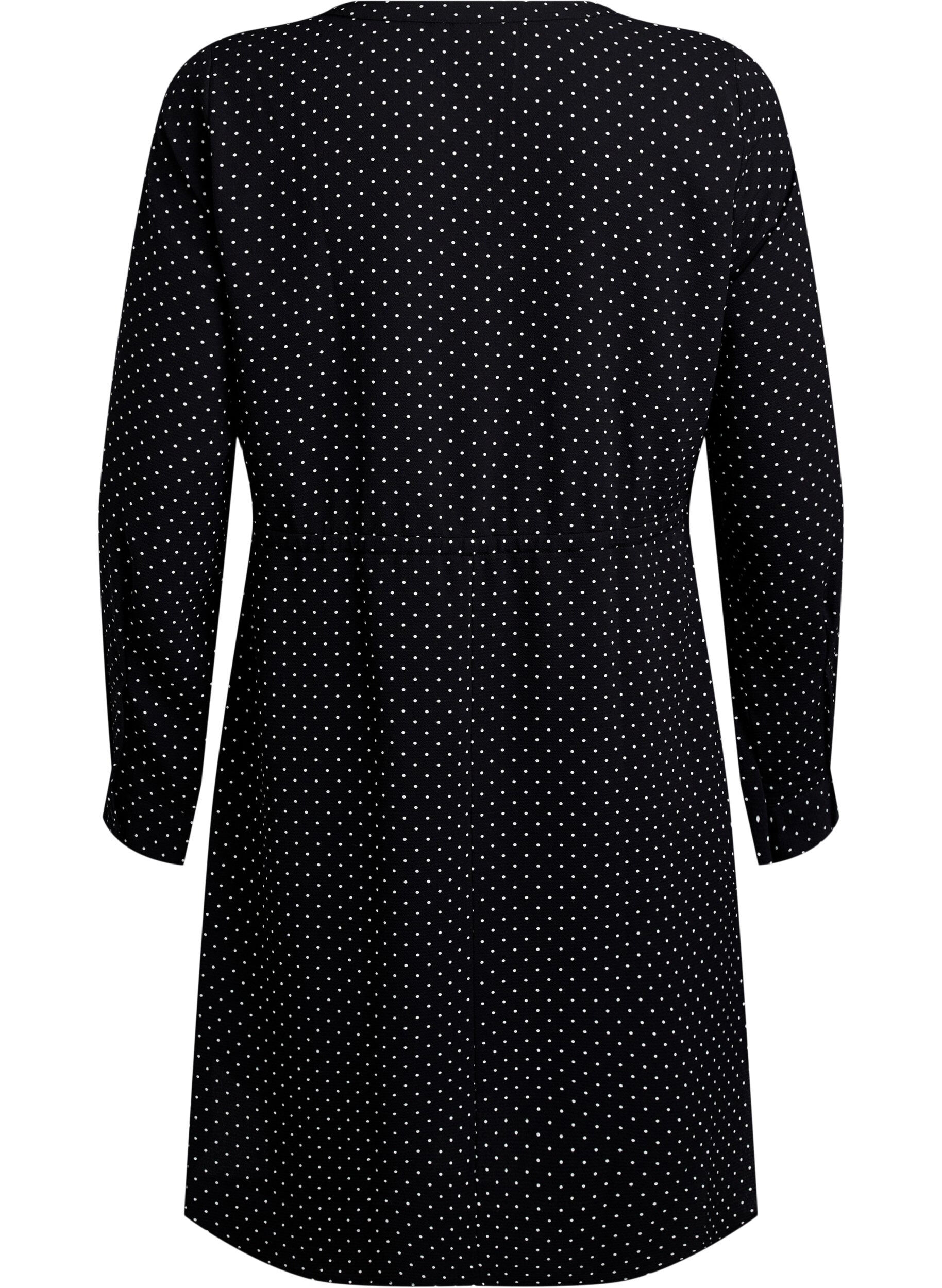 Zizzi Kn&aelig;lang kjole med bindeb&aring;nd, Sort, Packshot image number 1