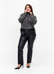 Turtleneck strikbluse med rib, Dark Grey Melange, Model image number 2