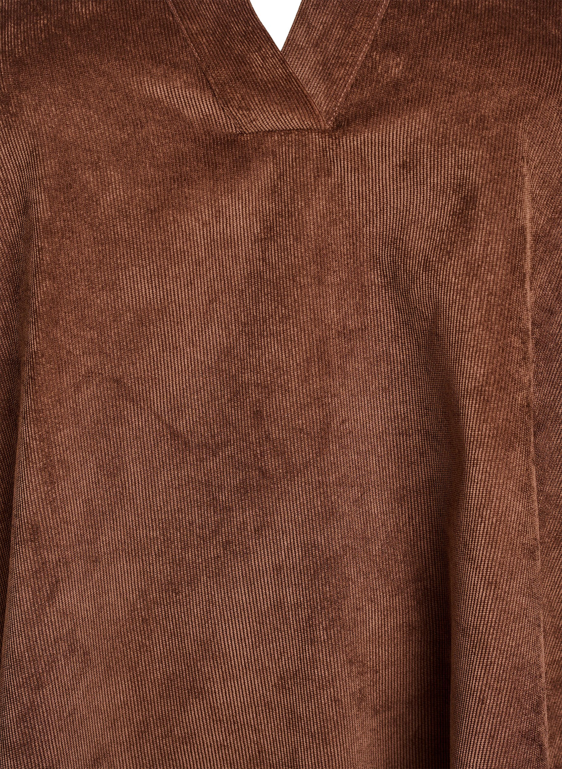 Zizzi Kort fl&oslash;jlskjole med lange &aelig;rmer, Brun, Packshot image number 2