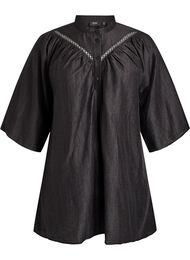 Tunika med crochet-bånd og stribet tekstur, Sort