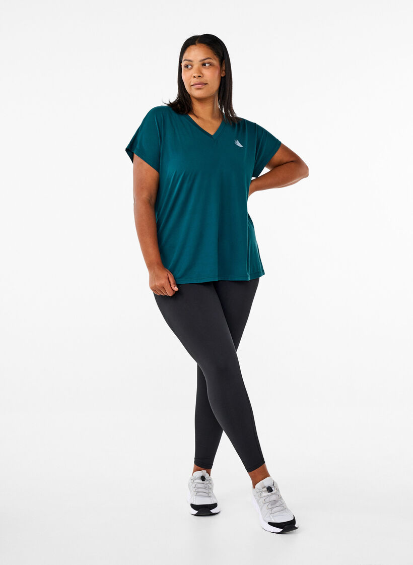 L&oslash;s tr&aelig;nings t-shirt med v-hals, Gr&oslash;n, Model image number 1