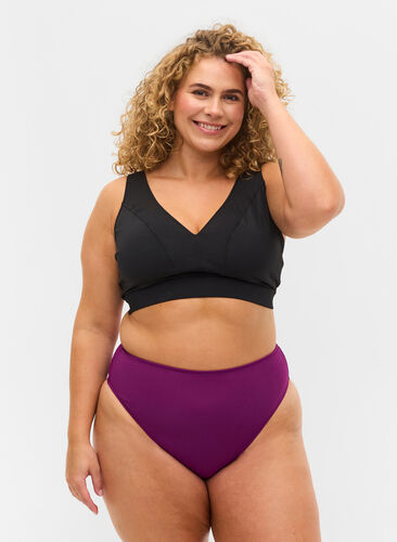 Højtaljet tai bikini trusse, Dark Purple, Model image number 0